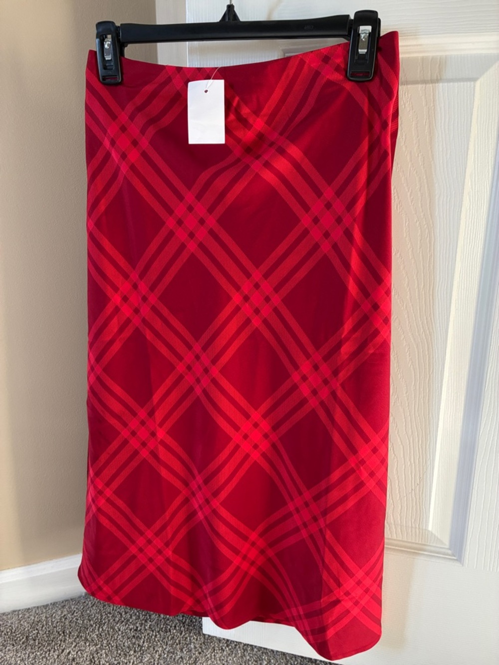 NWT J. Crew soft Red Plaid Midi Skirt